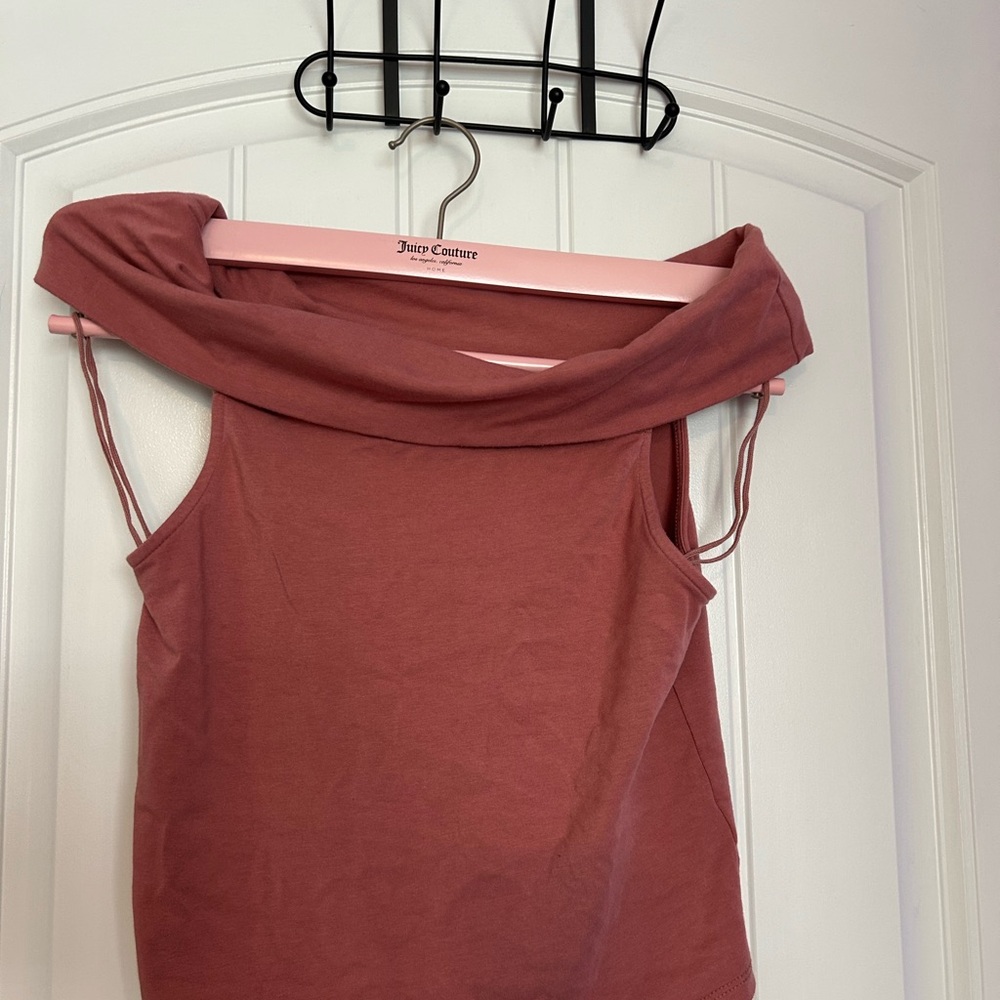 aerie Off-Shoulder Tank Top in Dusty Rose